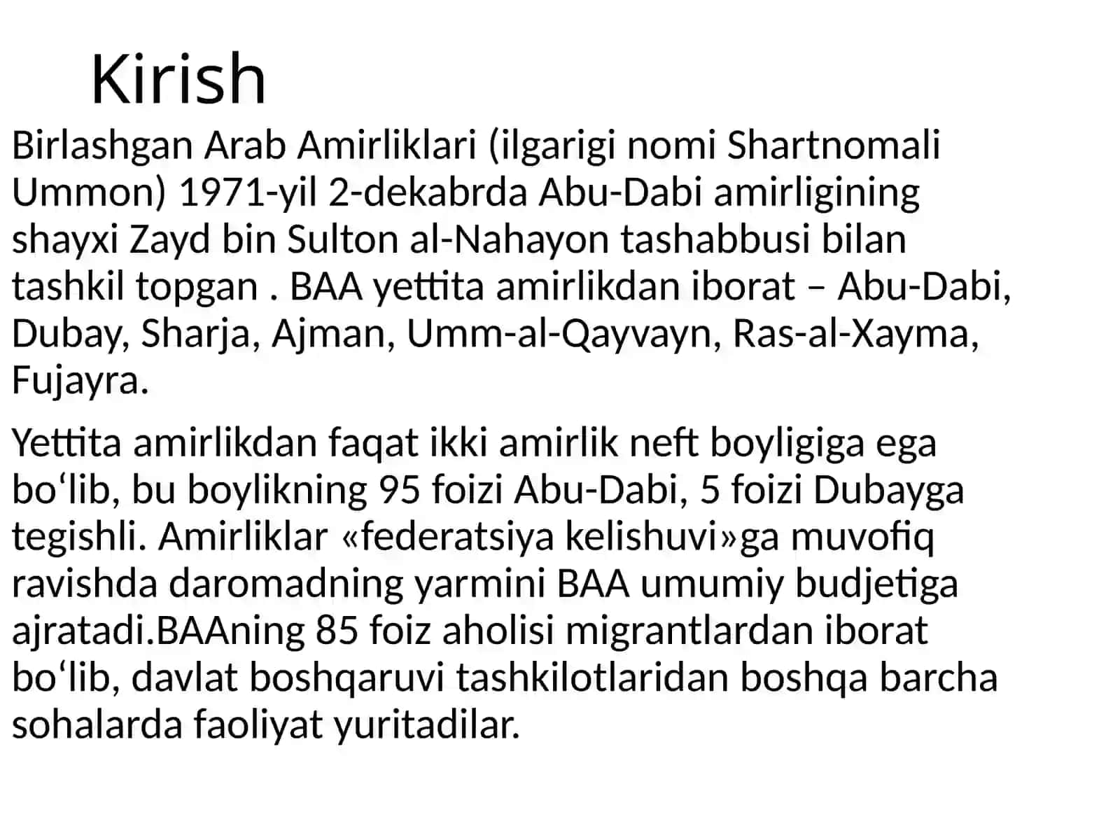 Birlashgan Arab amiriliklari. 3