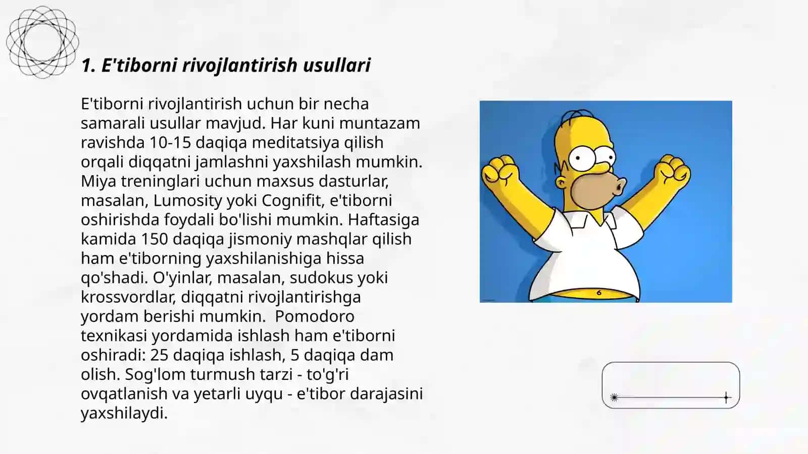 E'tiborni rivojlantirish usullari 3