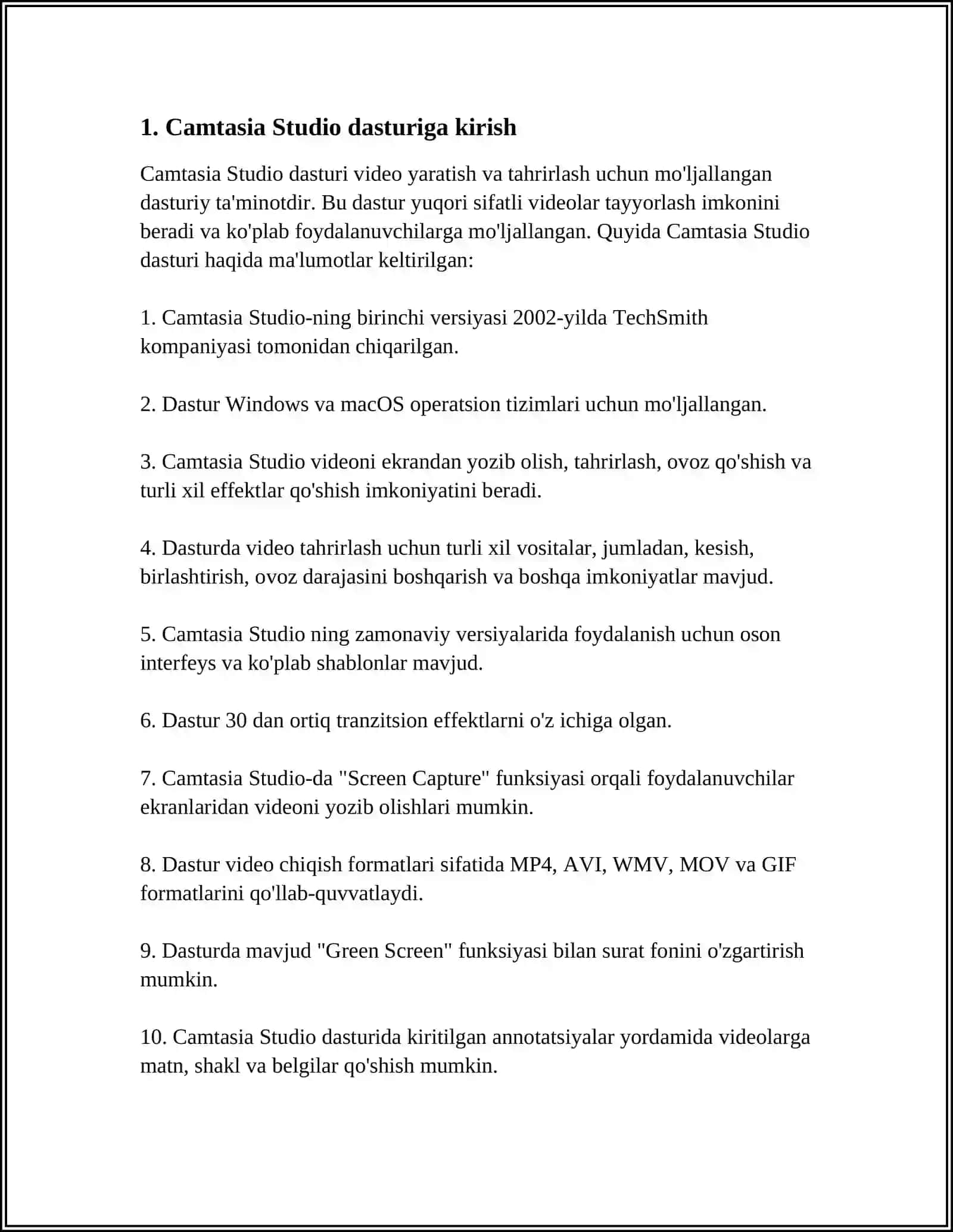 CAMTASIA STUDIO DASTURI ÓRNATILISHI VA ISHLASH JARAYONI 3