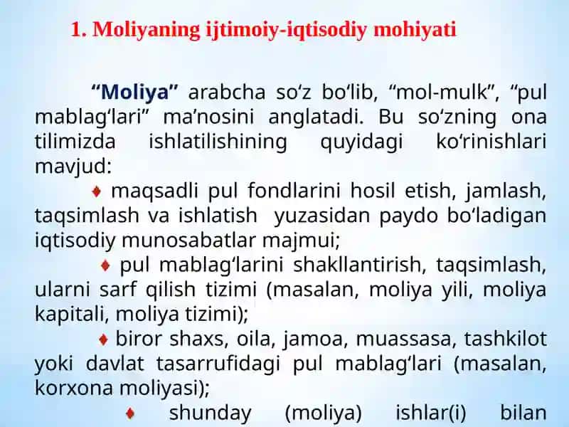 Moliyaning Mohiyati va Funksiyalari 3