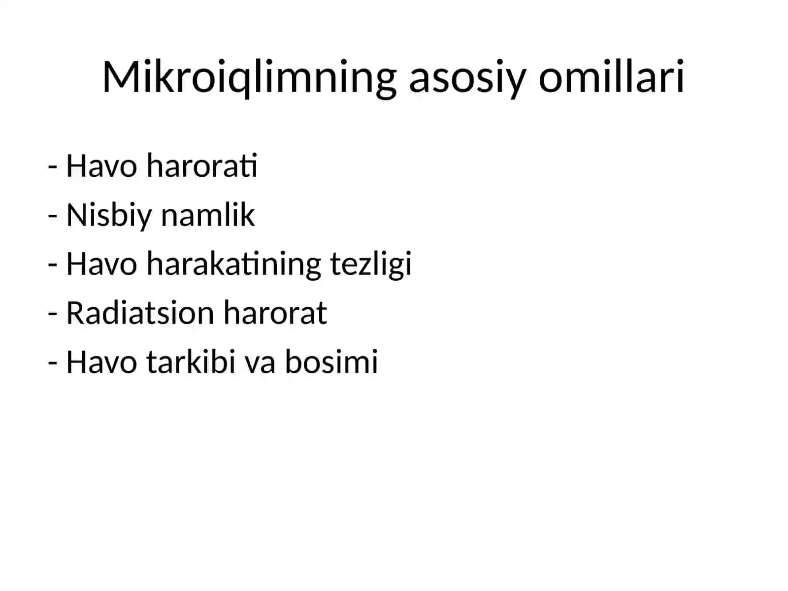 Mikroiqlimning asosiy omillari 3