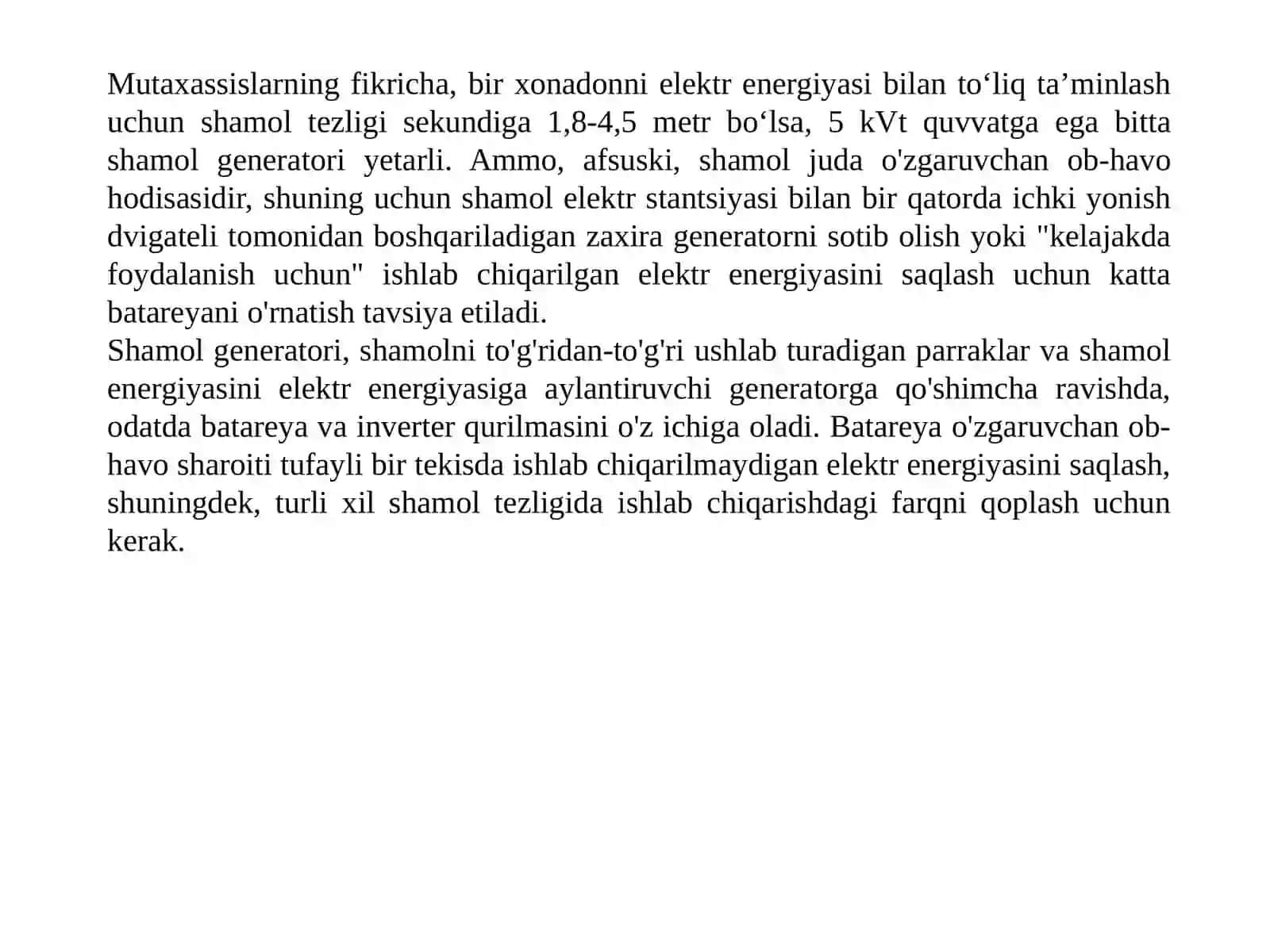 Shamol energetik qurilmalarining sinflanshi 3