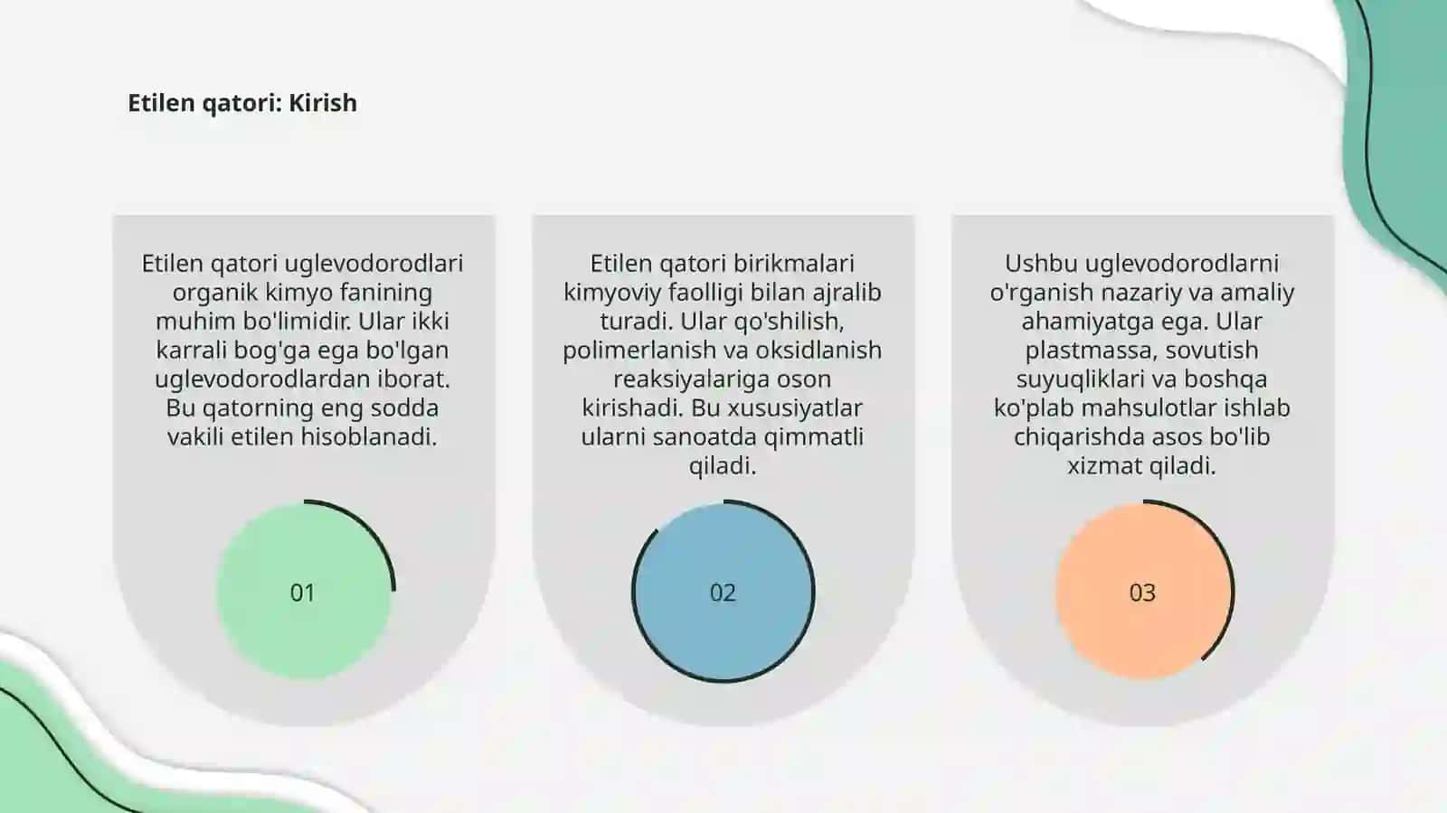 Etilenqatori uglevodorodlarini o'rganish 3