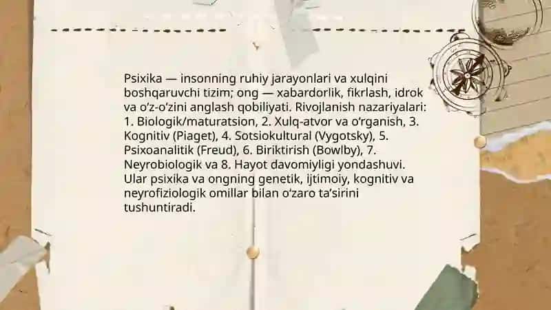 Psixika va ongning rivojlanishi 3