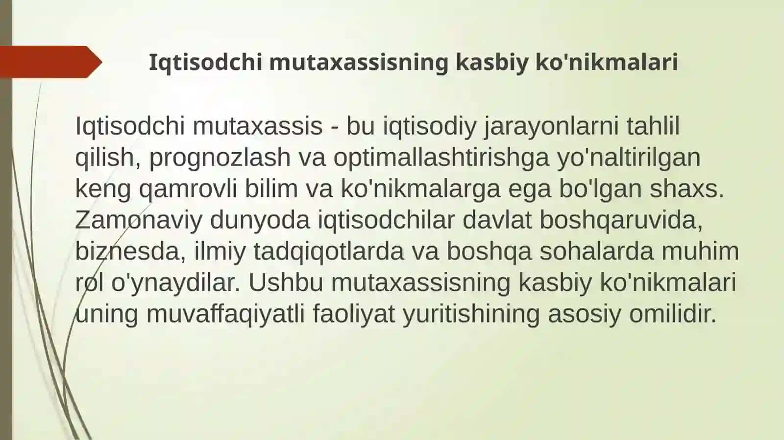 Iqtisodchi mutaxassisning kasbiy ko‘nikmalari 3