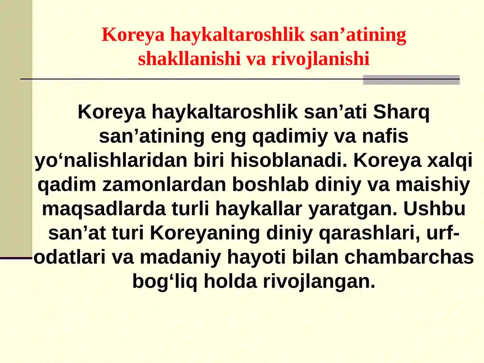 KOREYA HAYKALTAROSHLIK SAN’ATI 3