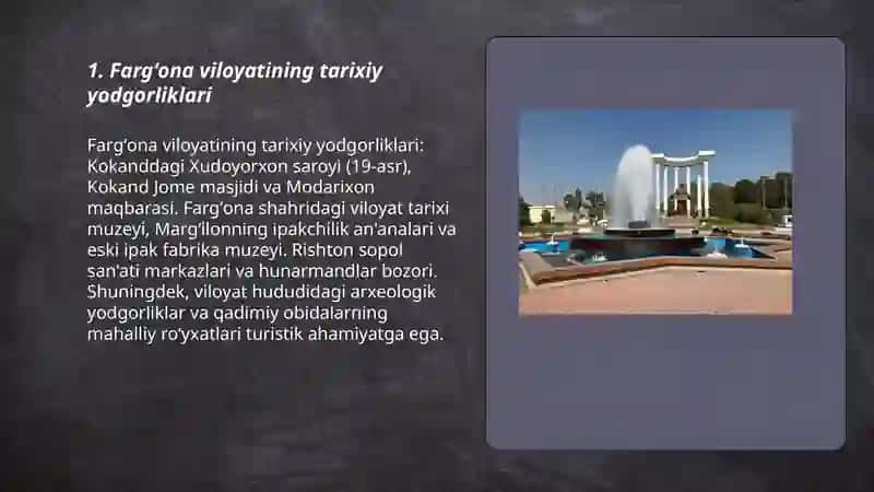 Fargʻona mintaqasi turistik resurslari 3