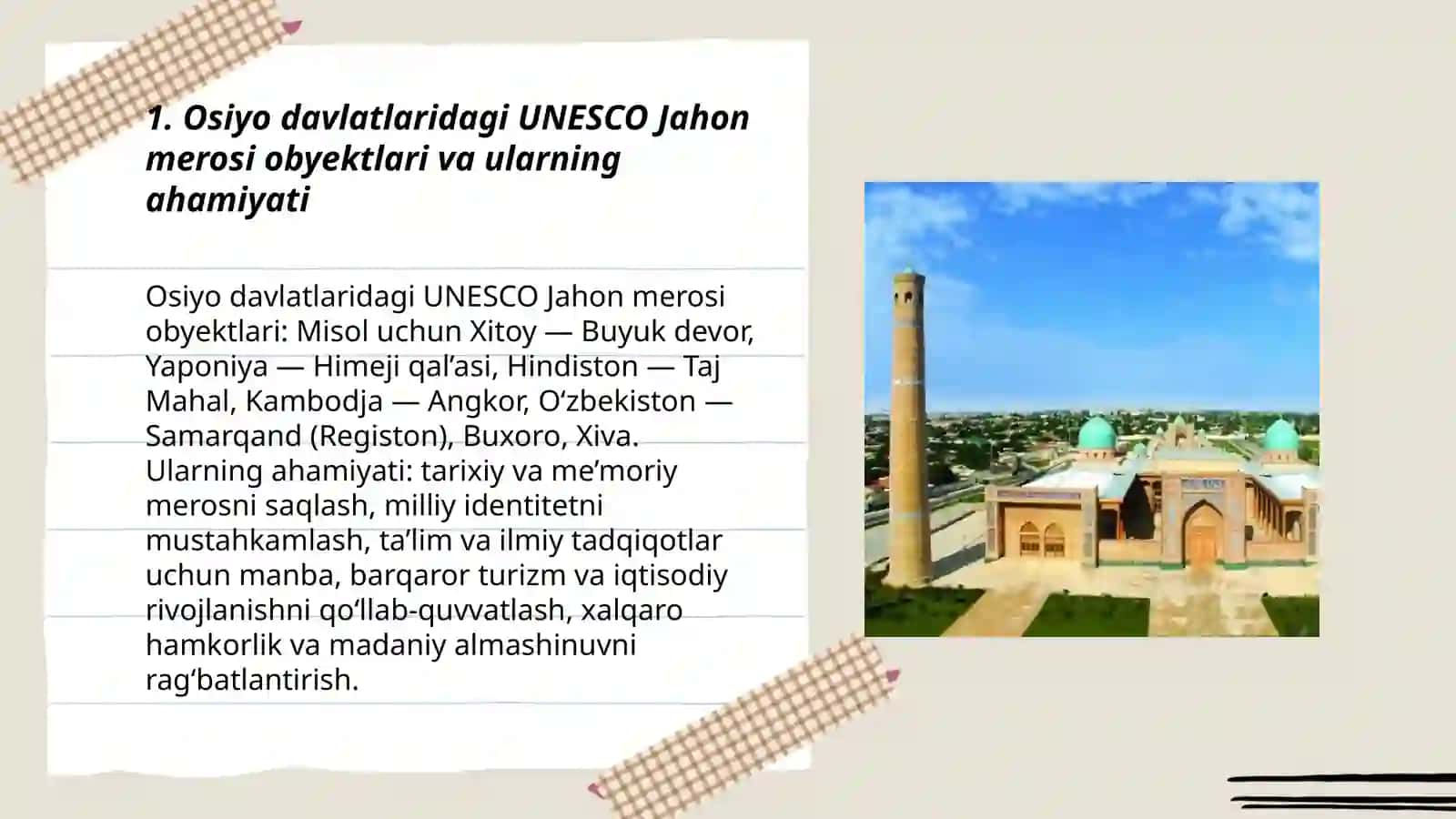 Zamonaviy Osiyo davlatlari madaniy merosi 3
