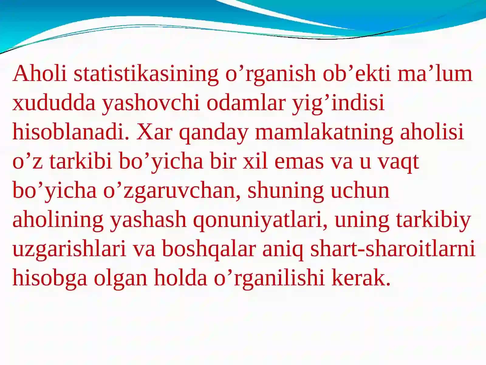 Аholi statistikasi 3