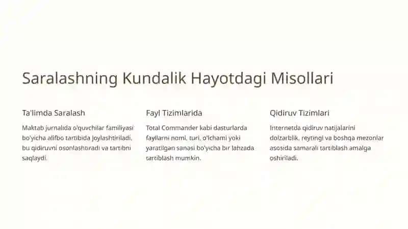 Saralashning Yaxshilangan Usullari va Ularning Tahlili 3