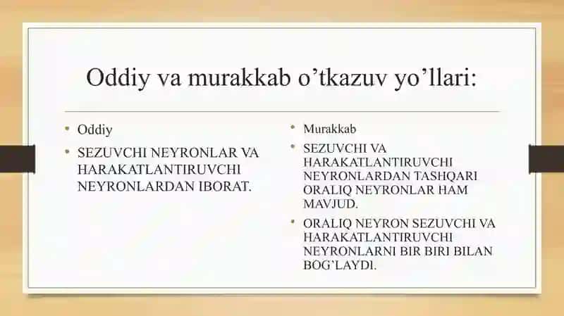 Anatomiya sezuv va harakat o'tkazuv yo'llari. 3