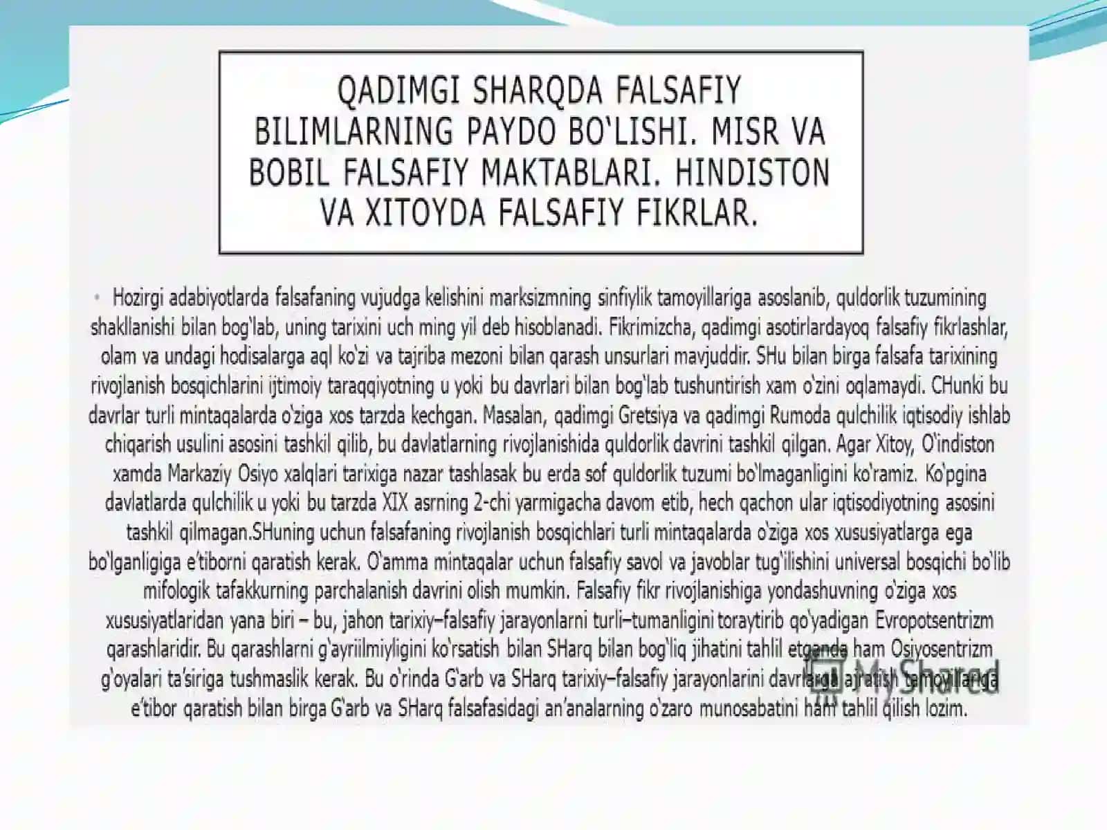 Falsafiy tafakkur taraqqiyot bosqichlari: Sharq va g‘arb falsafasi 3