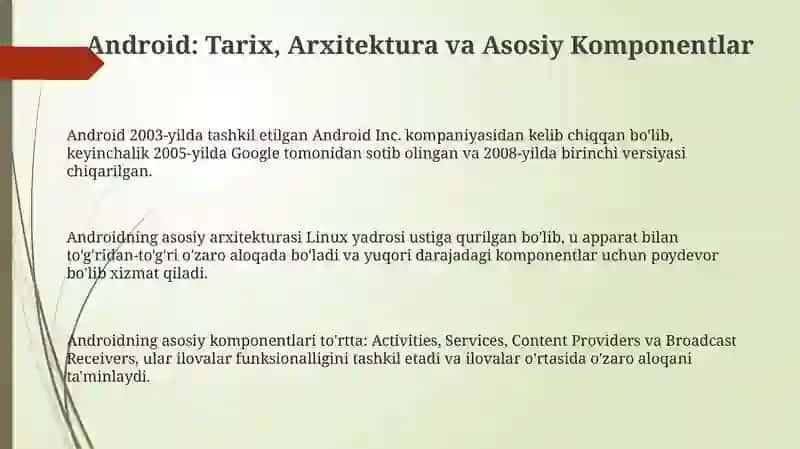 Android operatsion tizimi 3