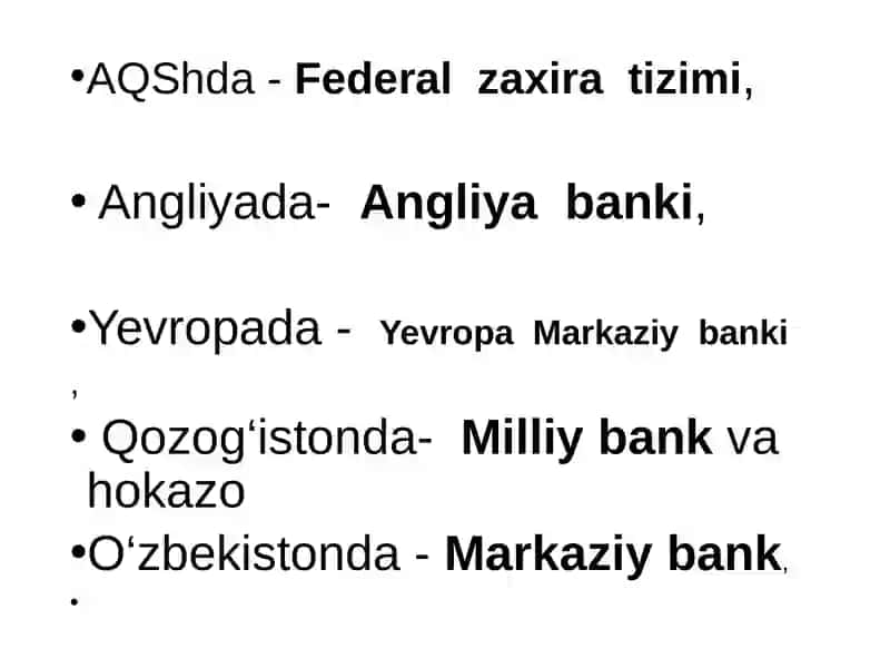 Mustaqillik va Markaziy Banklar 3