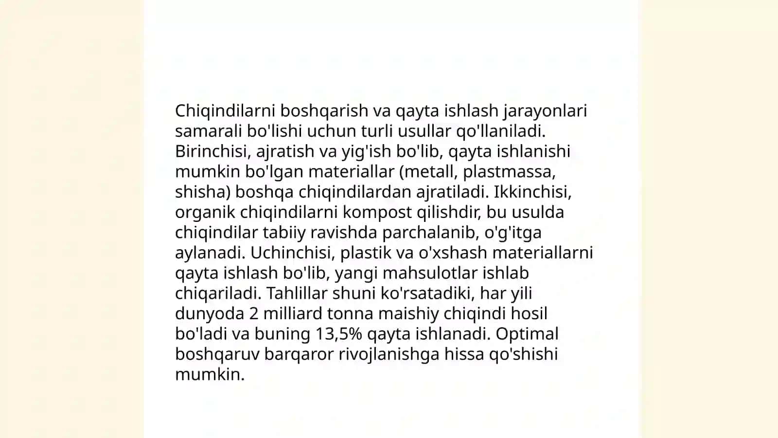 Chiqindi masalasi va global muammo sifatida 3