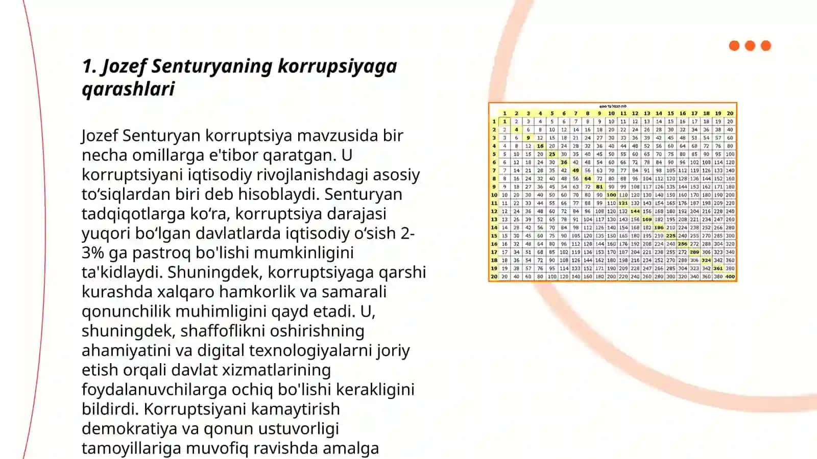 Jozef Senturyaning korrupsiyaga oid qarashlari tarifi 3