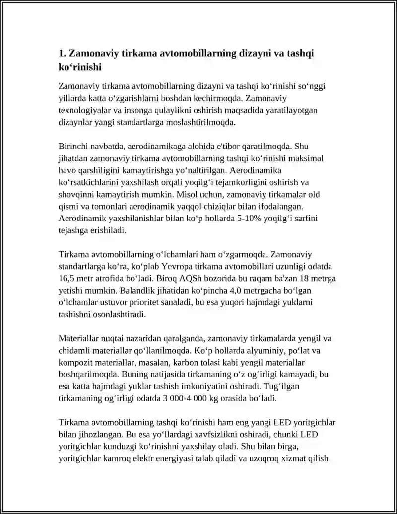 ZAMANOVIY TIRKAMA AVTOMOBILLAR 3