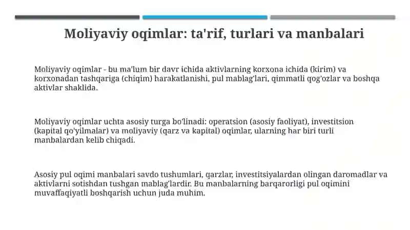 Moliyaviy oqimlarning mazmuni va ularni boshqarish 3