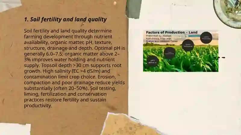 Factors for the development of farming 3