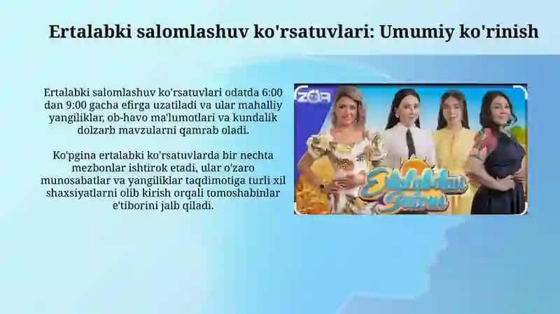 Ertalabdan salom koʻrsatuvi 3