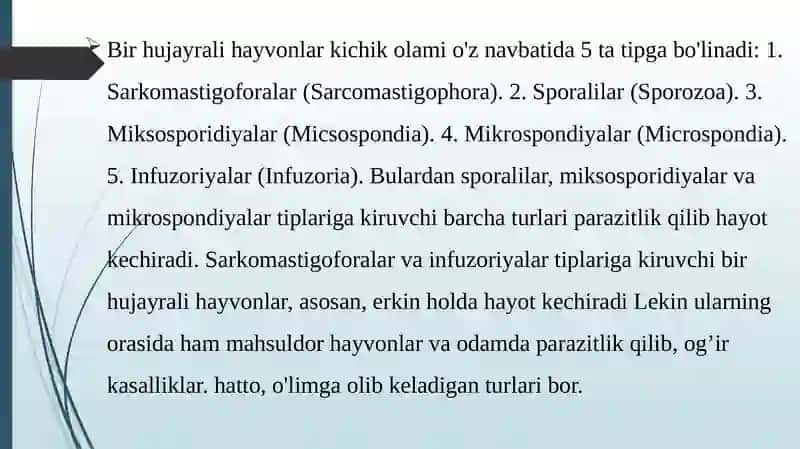 Bir va ko’p hujayrali parazitlarni o’xshashlik va farqlari 3
