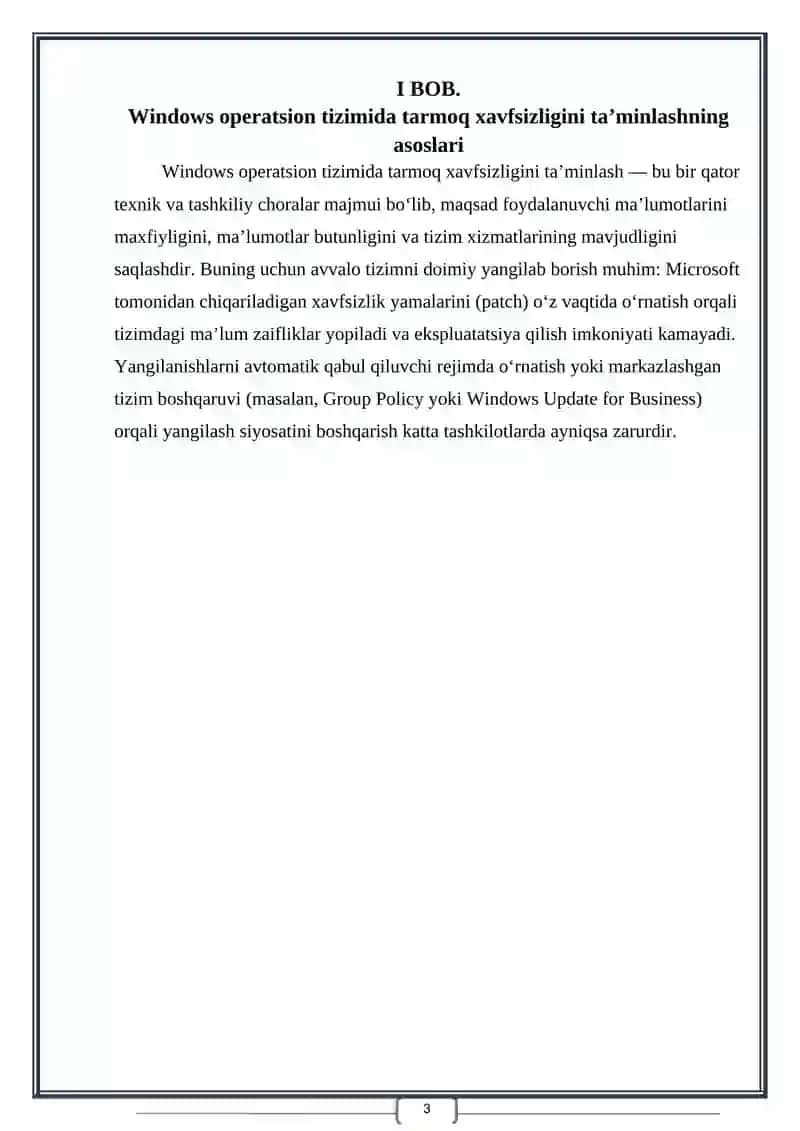 Windows operatsion tizimida tarmoq xavfsizligini ta’minlashning asoslari 3