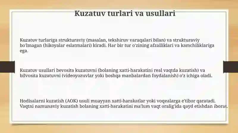 Kuzatuv turlari va usullari 3