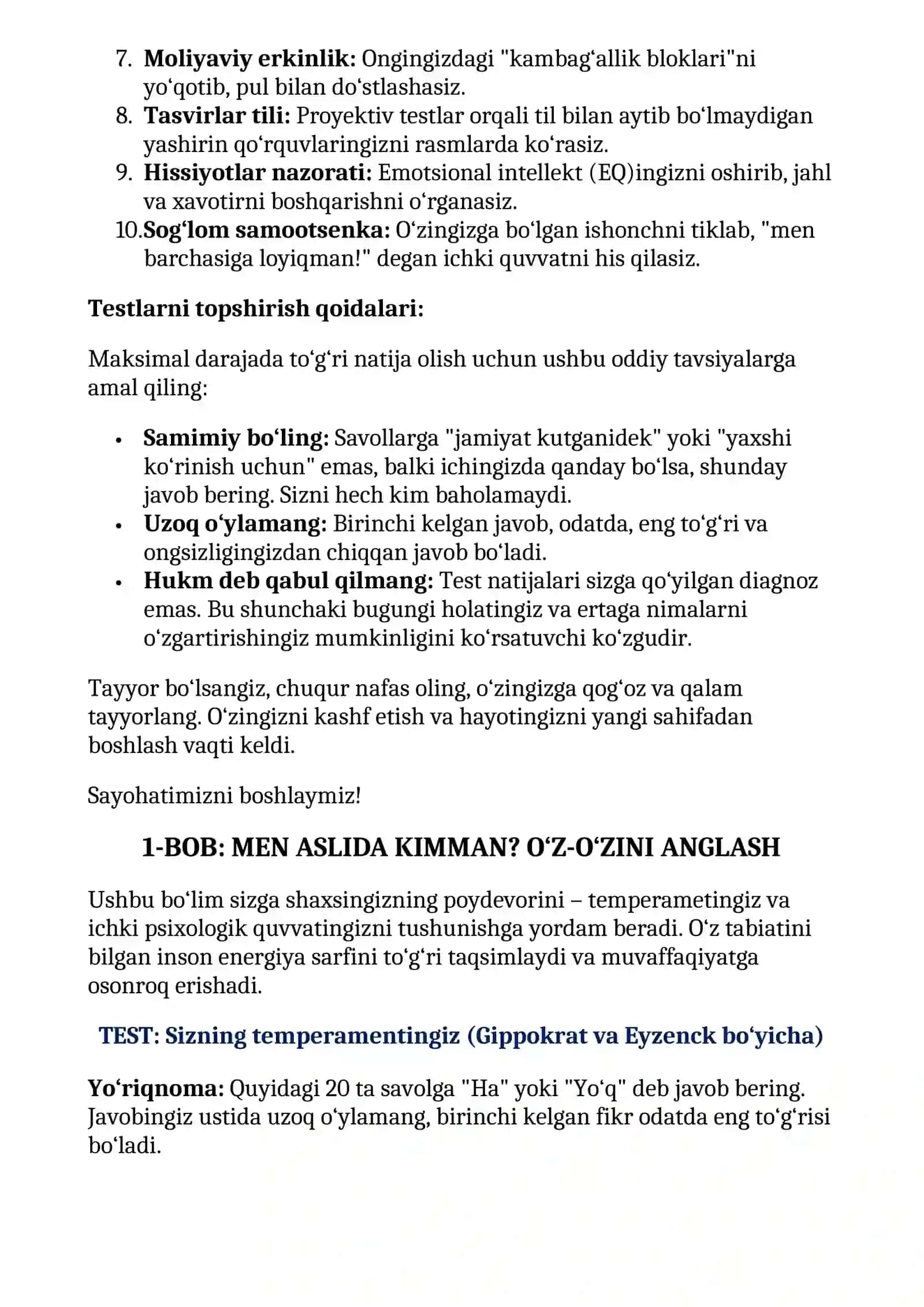 O'zingni angla (Psixologik testlar to'plami) 3