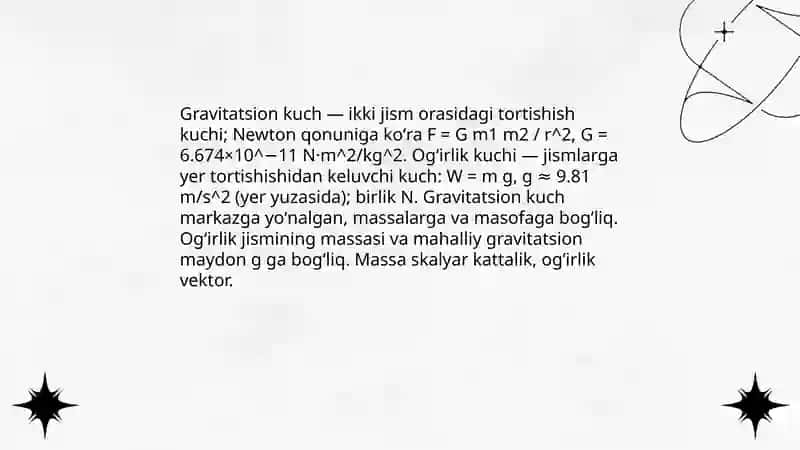 Gravitatsion va ogʻirlik kuchi 3