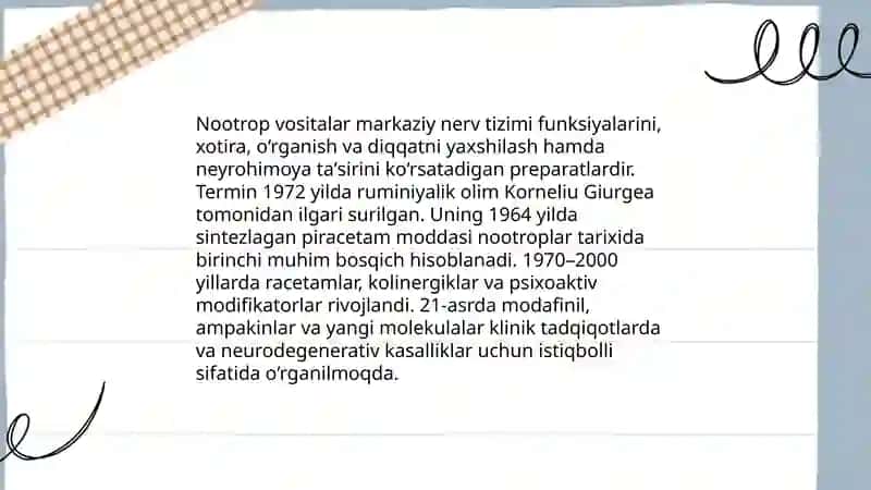 Nootrop vositalar. Analeptiklar 3