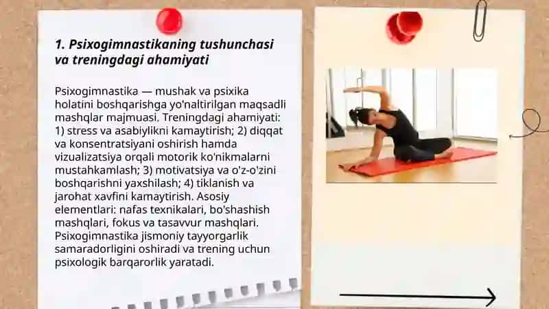 Trening jarayonida psixogimnastik mashqlarni oʻtkazish 3