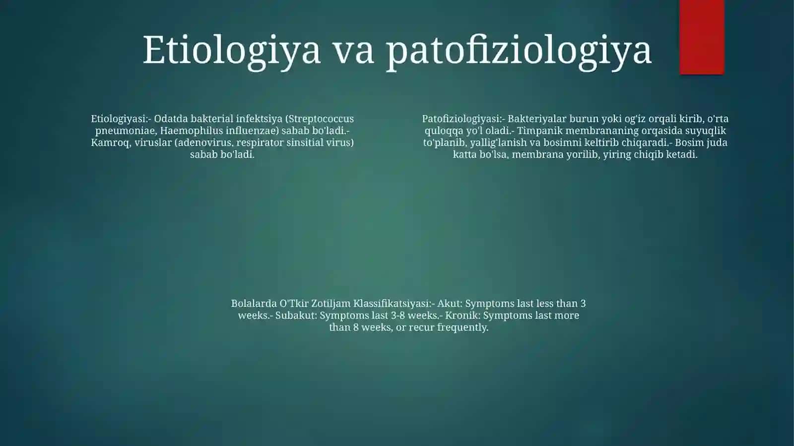 Bolalarda O'Tkir Zotiljam Klassifikatsiyasi 3