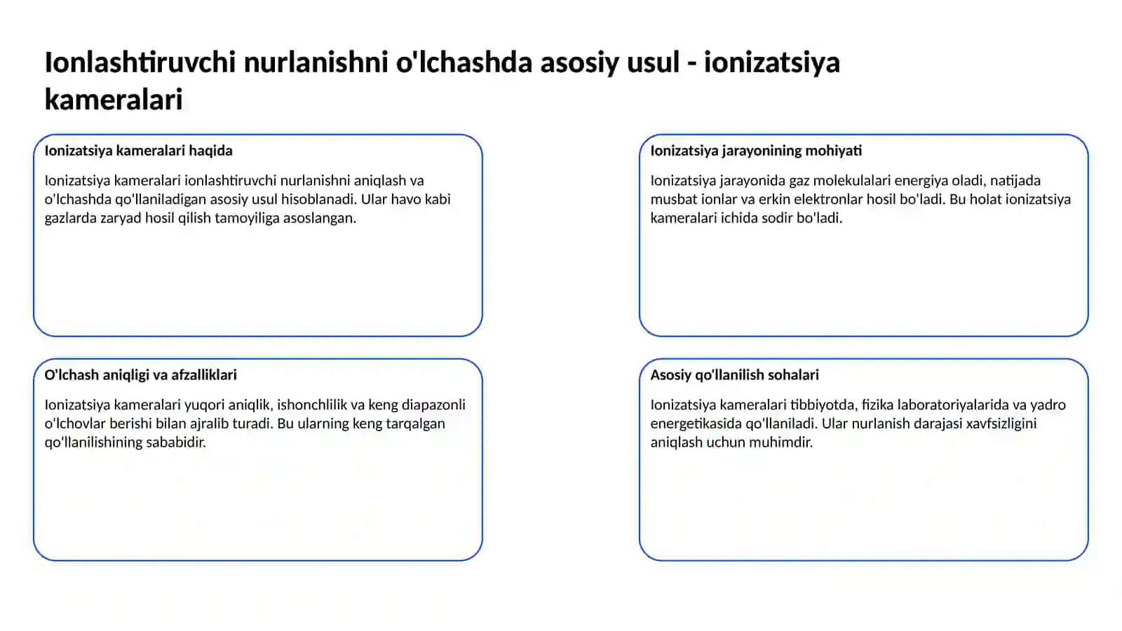 Dozimetriya metodlari. Dozimetrik asboblar tasnifi 3