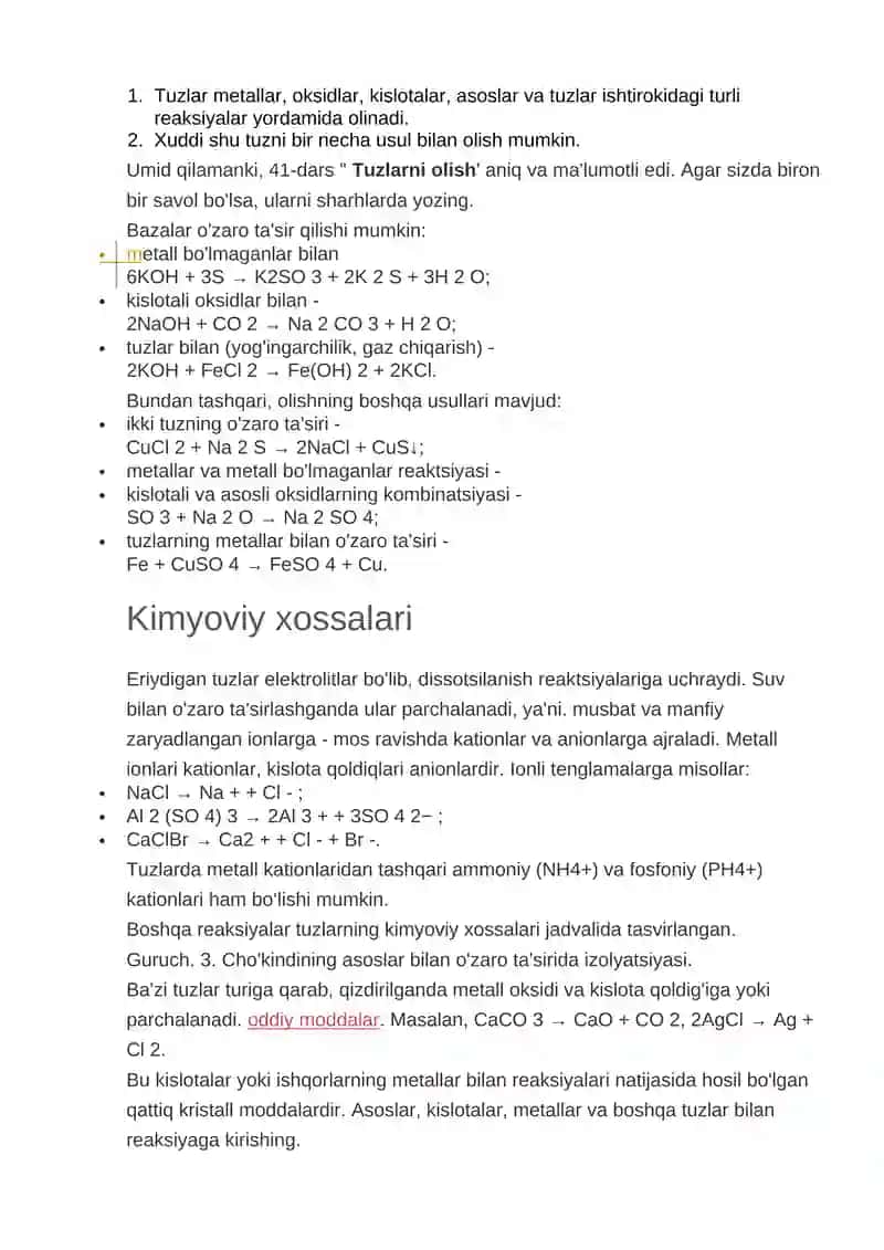 Tuzlarni olishning asosiy usullari 3