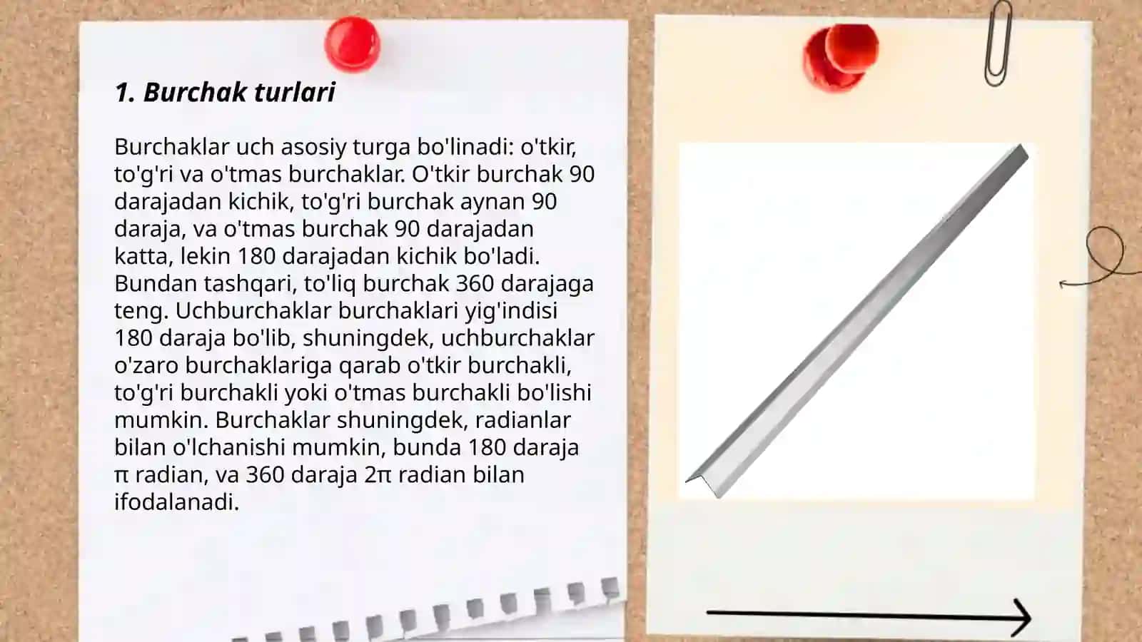 Burchak turlari,burchaklarni oʻlchash 3