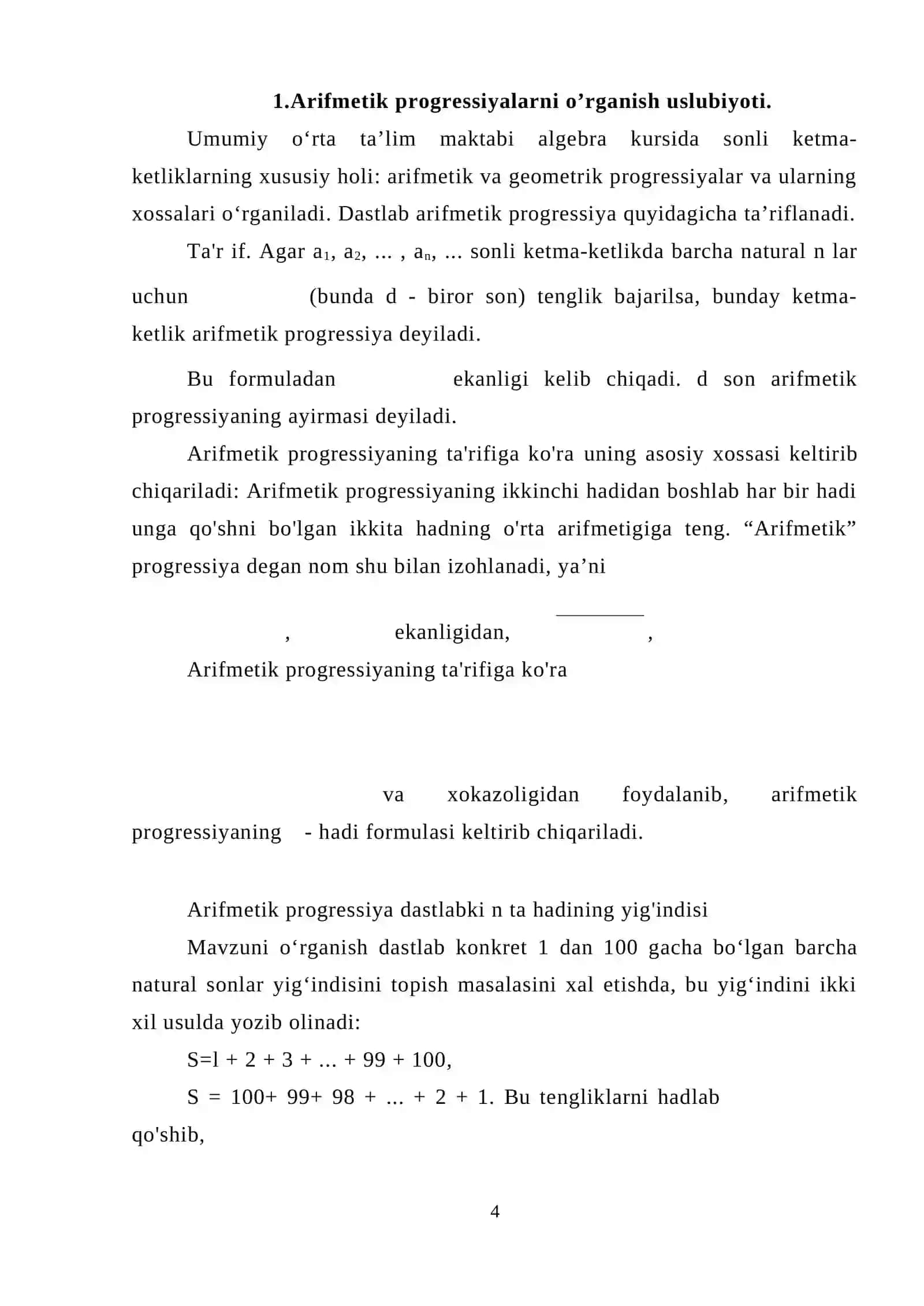 Arifmetik progressiyalarni o’rganish 3