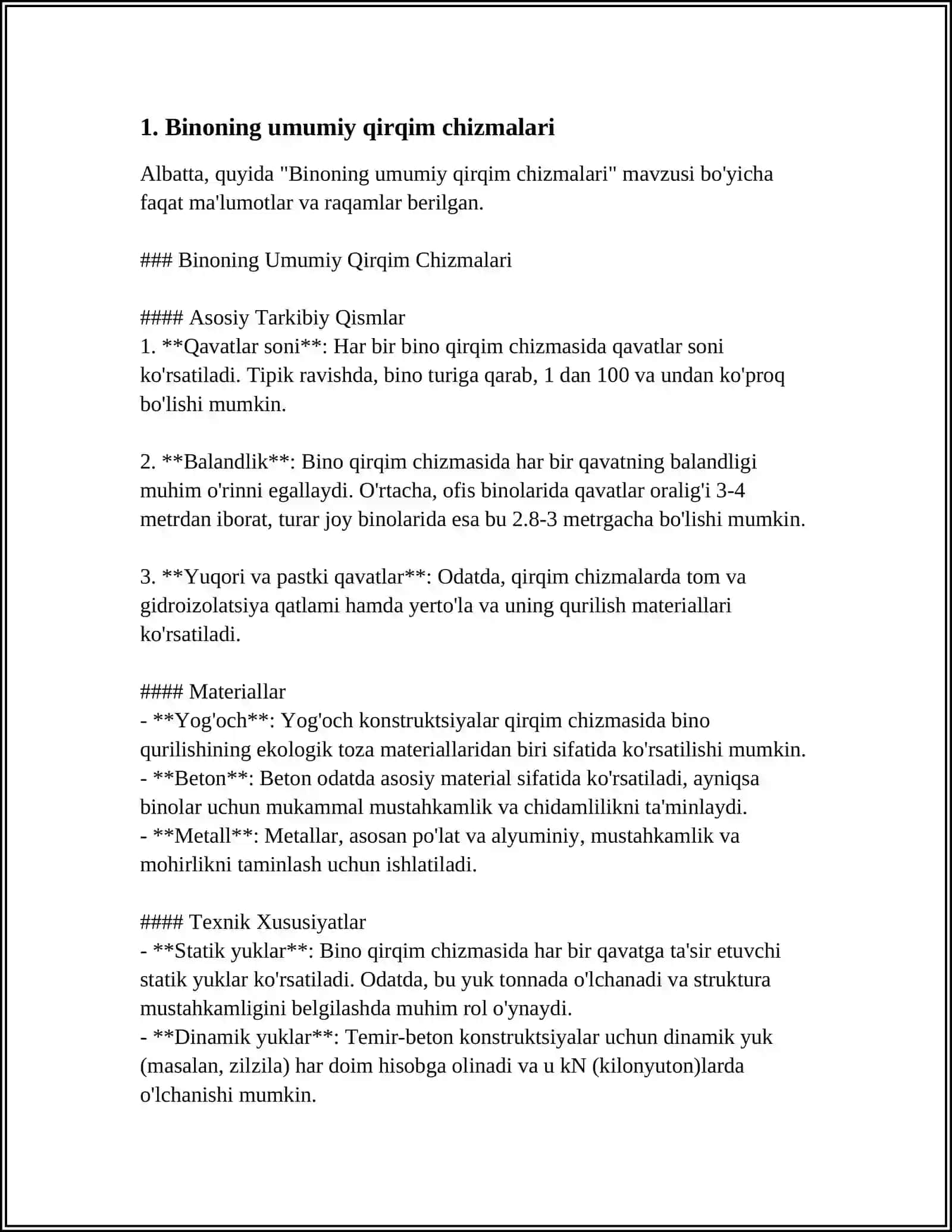 Binoning Umumiy Qirqim Chizmalari 3