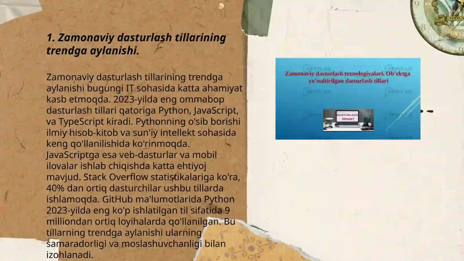 Zamonaviy dasturlash tillarning tahlili 3