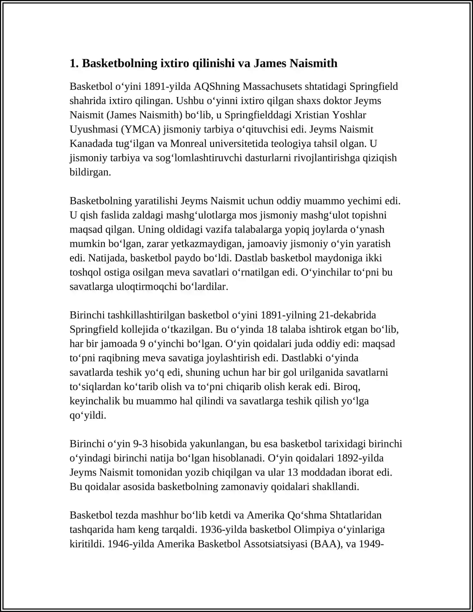 BASKETBOL OYINNI RIVOJLANISH TARIXI 3