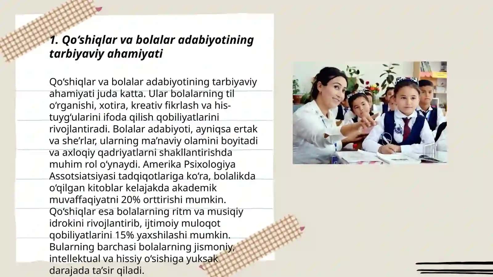 Qoʻshiqlarning bolalar adabiyotidagi oʻrni 3