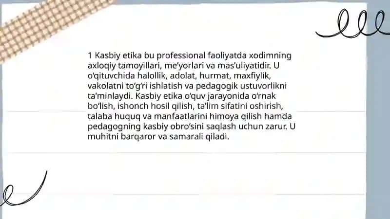 Kasbiy etikasi va o’qituvchining axloqiy mas’uliyati 3
