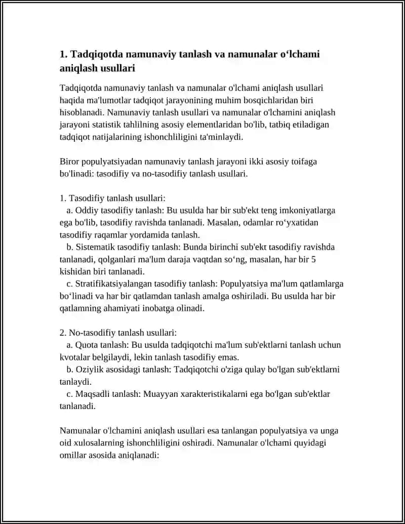MATEMATIK STATISTIKA, SUHBAT, INTERVYU OLISH VA SO ROVNOMADAN FOYDALANISH USULLARI ILMIY-TADGIGOT USLUBLARI 3