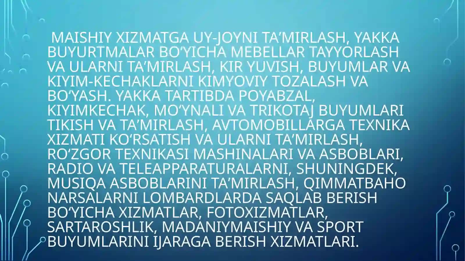 Aholi ga maishiy xizmat ko'rsatish 3