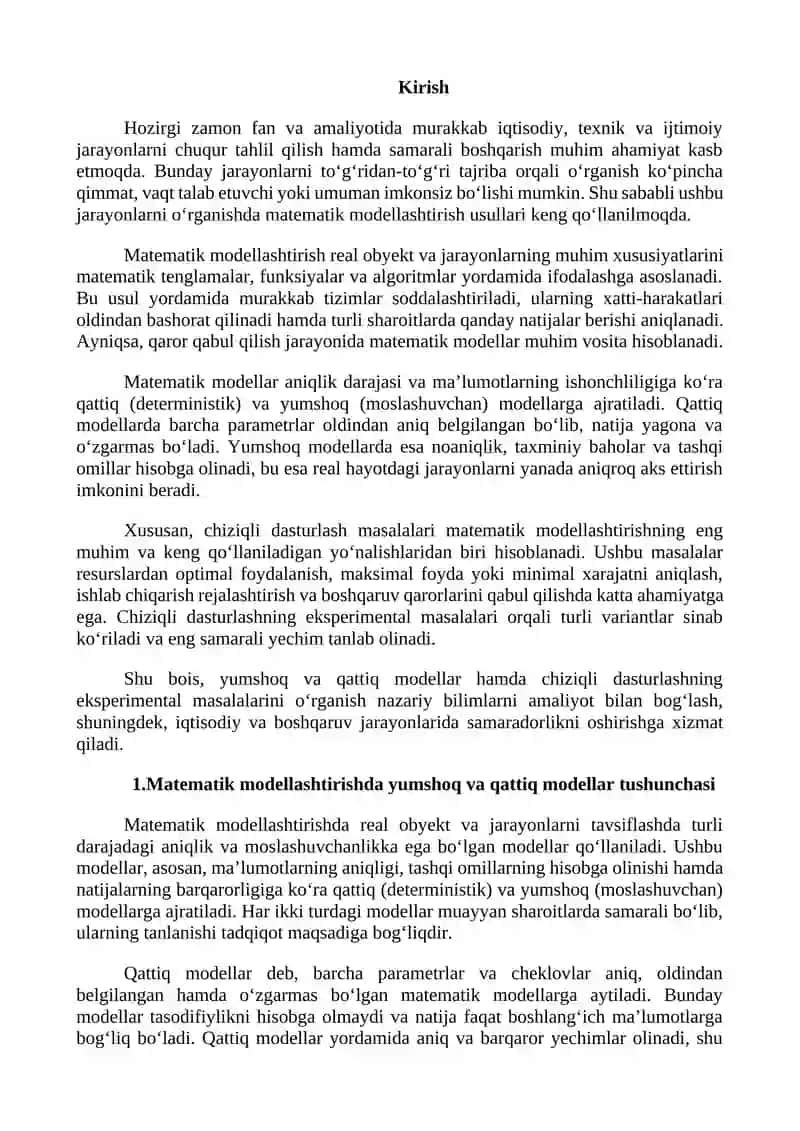 Matematik modellashtirish fanidan 3