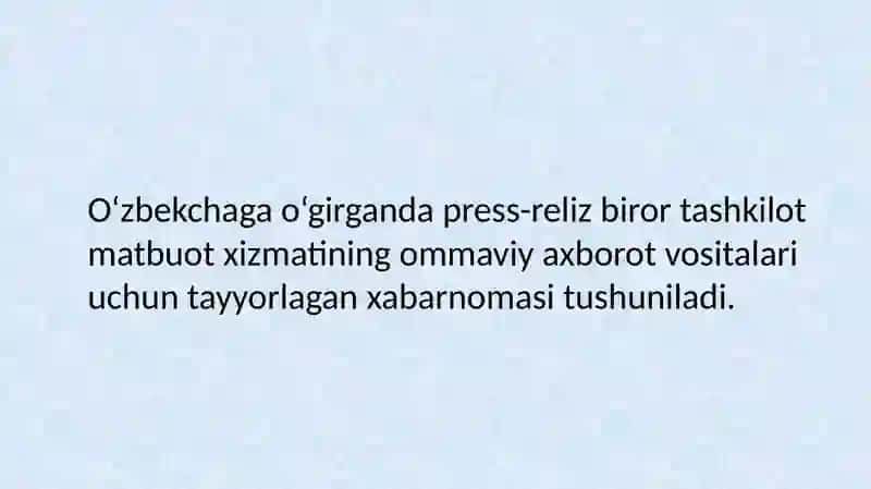 Press-relizdagi ma'lumot yangilik bo‘ladimi? 3