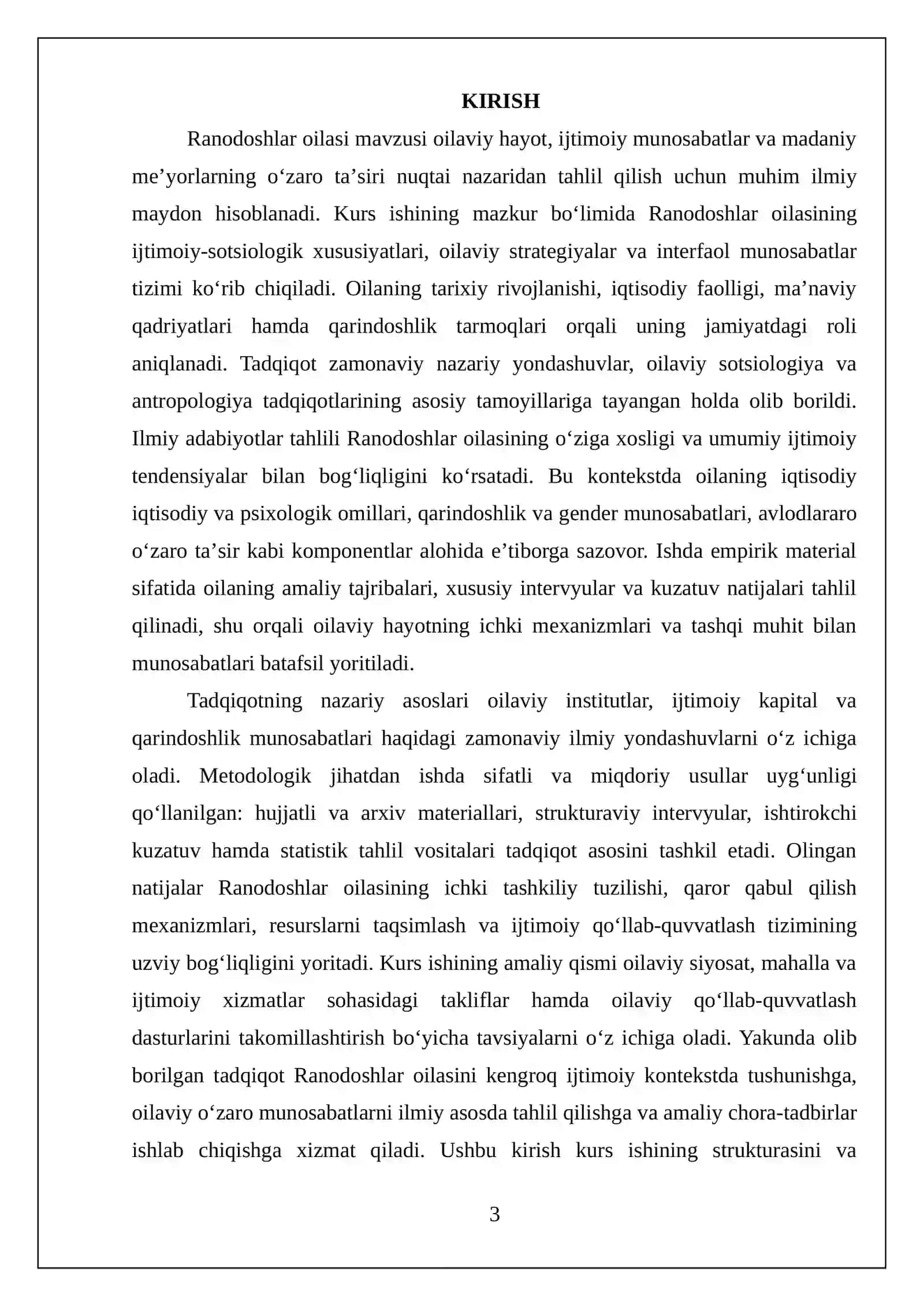 Ra’nodoshlar oilasi 3