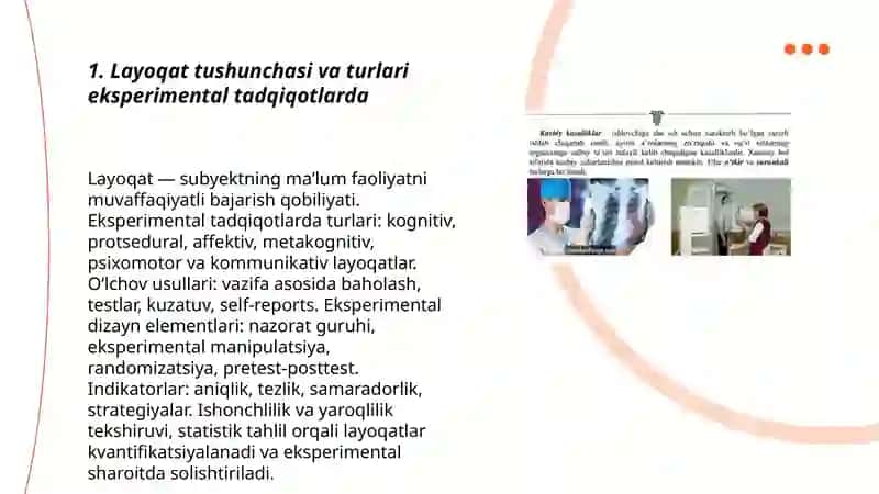 Layoqatlarni eksperimental oʻrganish 3