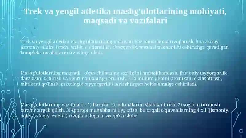 Trek va yengil atletika mashg'ulotlari 3