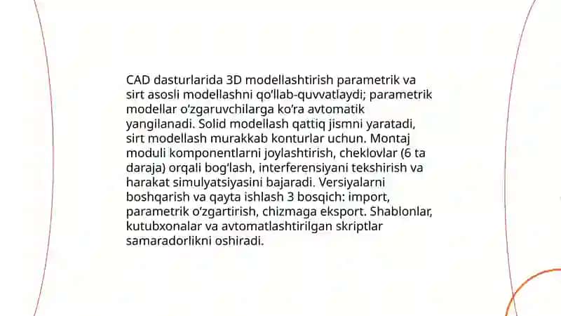 CAD | CAM | CAE tizimlaridan foydalanish imkoniyatlari 3