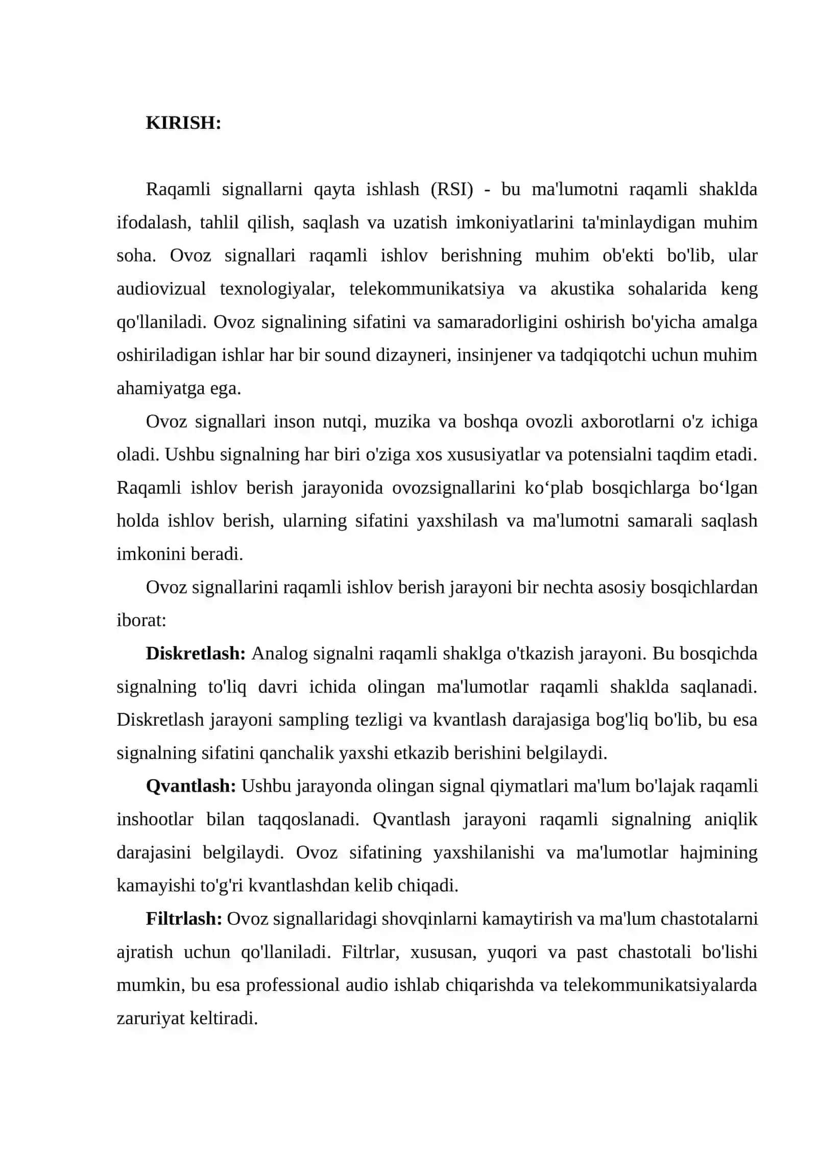 Ovoz signallarini diskretlash va kvantlash usullari hamda algoritmlari 3